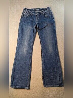 Rock & Roll Cowgirl Medium Wash Riding Jeans Low‎ Rise Bootcut Womens 29x32